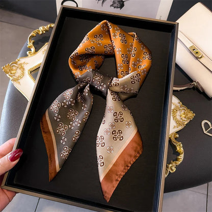 2025 New Fashion Luxury Printed Square Shawl Women 70x70cm Pashmina Silk Scarf Neck Headband Bandana