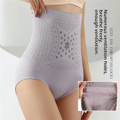 Unique Fiber Restoration Shaper Brief Women Tummy Control Shapewear Hollow Out Fat Burning Slimming High Waist Underwear Panties