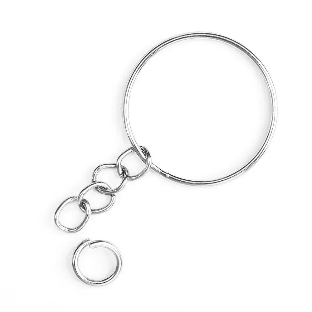 20/50pcs Silver Color Metal Blank Keyring Keychain Split Ring Keyfob Key Holder Rings DIY Findings Making Keychain Accessories ﻿