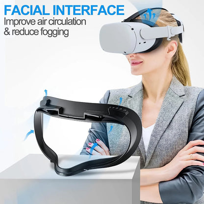 HUADAI design Face Cushion Pad Compatible with Quest 2/Quest 3/Quest 3S Accessories , with Glasses Spacer Air-Circulation Design