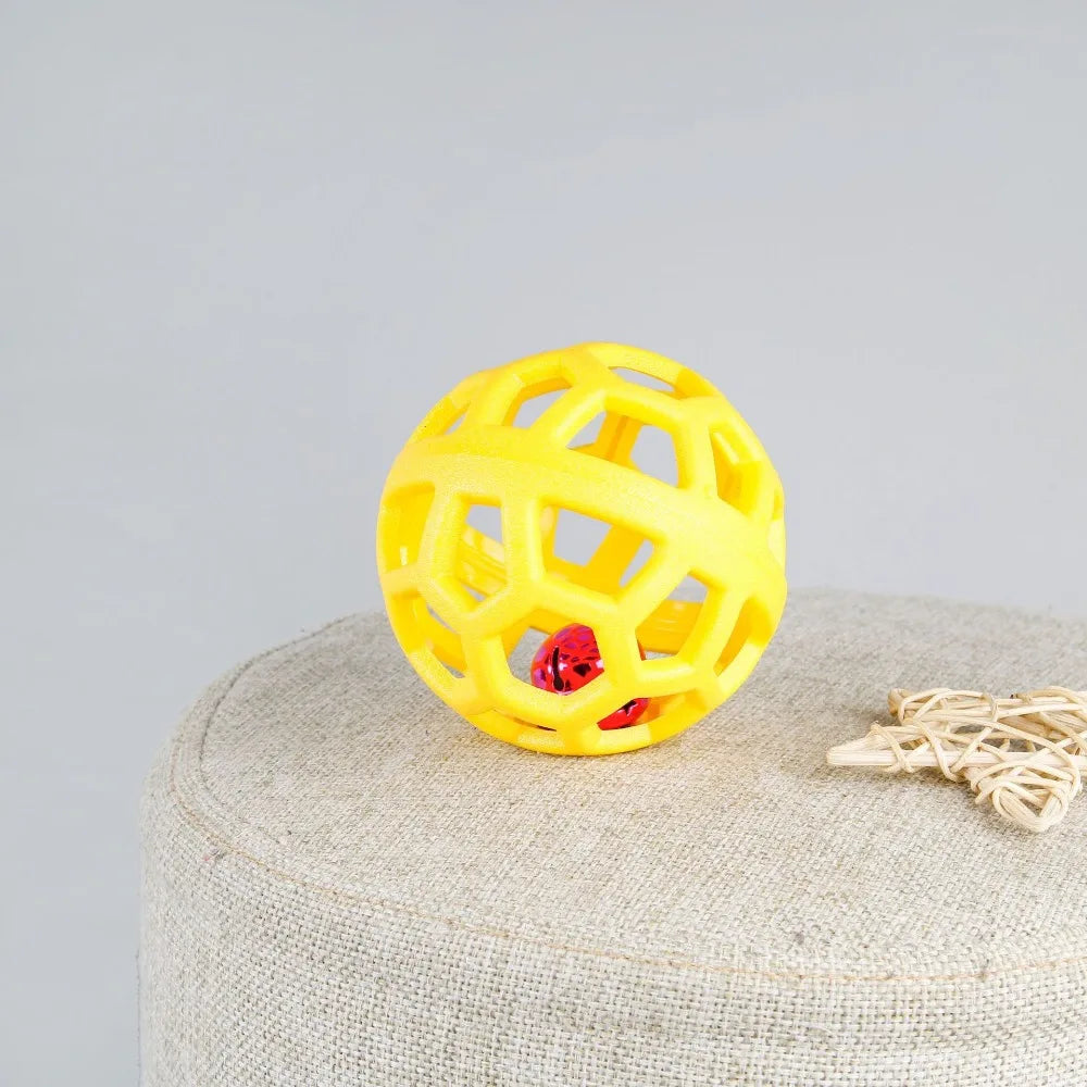 Dog Hollow Ball Toy Rubber Chew Toys for Dogs Cleaning Teeth Molar Bite Resistant Toy with Bell Puppy Training Game