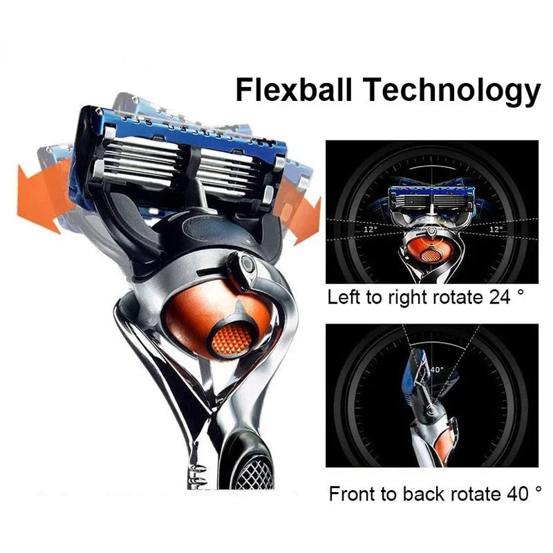 Manual Shaving For Men Replace Head Five Layer Blade Eight Comfortable Shaving Blades The Latest Blue No Skin Damage Uncharged