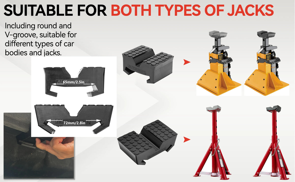 Car Slotted Lift Jack Stand Rubber Pad Saddle Adapter for All-in-One Frame Rail Pinch Lifting Repair Tools Safety Grip Pads