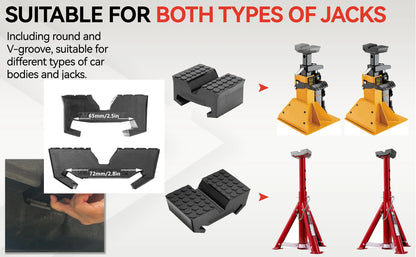 Car Slotted Lift Jack Stand Rubber Pad Saddle Adapter for All-in-One Frame Rail Pinch Lifting Repair Tools Safety Grip Pads