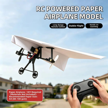 Hotfree RC Paper Airplane Kit, Remote Control Plane with Gyro Stabilizer & Dual Propellers, DIY Foldable Flying Toy, Easy-to-Fly STEM Toy, Birthday Gift for Kids Boys & Adults