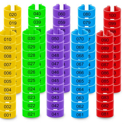 Farm Tag Rings, Chicken Leg Bands with Number Identification Hens Roosters, Poultry Foot Tags Breeding Chickens, Ducks, Geese