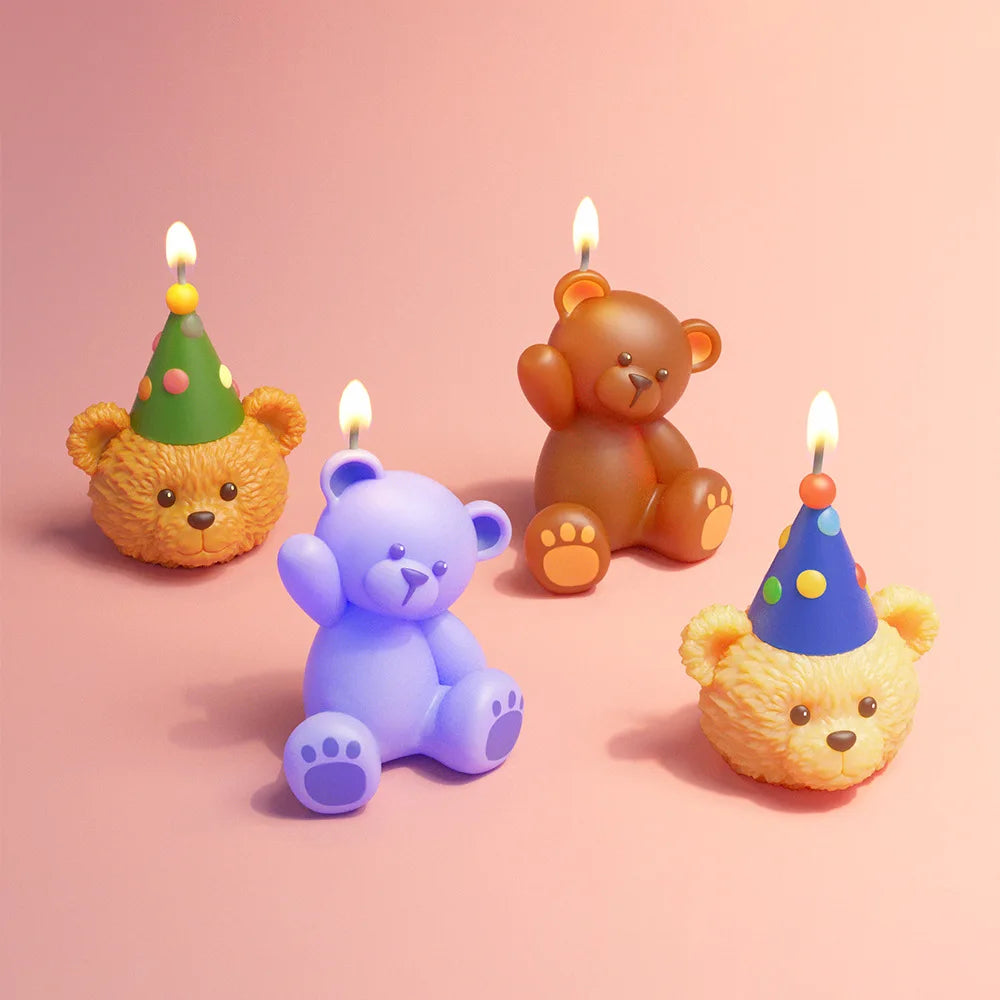 3D Cute Bear Resin Mold for Candle Soap Making Silicone Fondant Chocolate Candy Molds for Cake Decor DIY Art Crafts Gifts Mould
