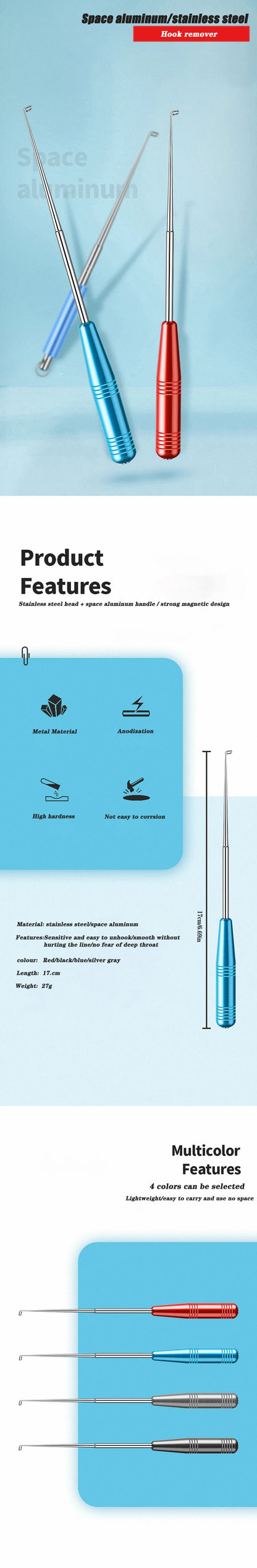 Fishing Hook Unhooker Deep Throat Quick Uncoupling For Carp Fishing Accessories Tools Goods Stainless Steel Safety Extractor