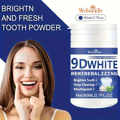 9D White Remineralizing Hydroxyapatite Tooth Powder, Tooth Whitening Powder, Deep Cleaning, Fresh Breath, Ideal for Oral Health