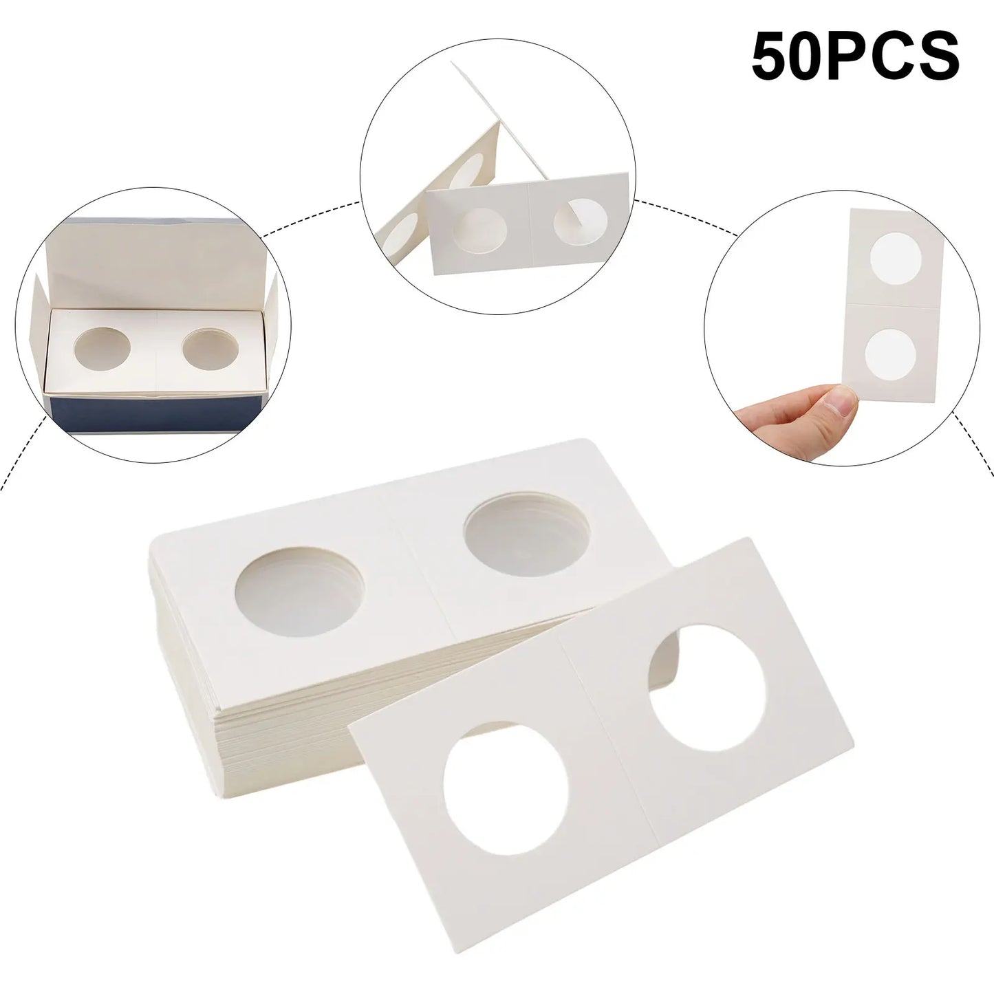 1 Set Coin Storage Stamp Holder Square Cardboard Case Coin Album Collection Coin Holders Flip Clip Coin Capsules Cover Storage