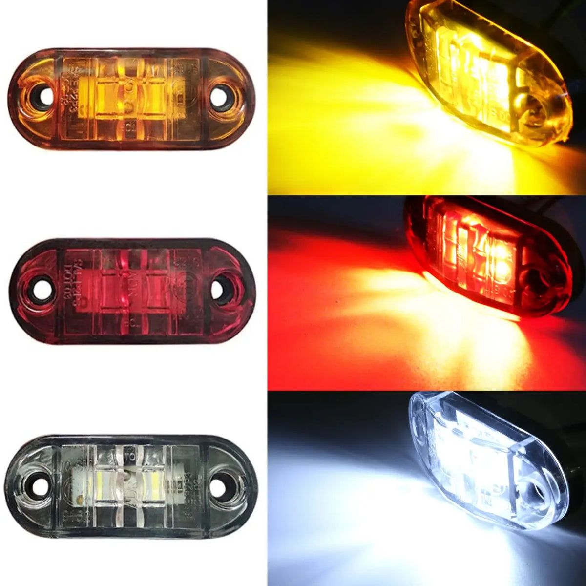 20/10PCS 4 LED 12V-24V Side Marker Lights Oval Front Rear Clearance Indicator Lamp Truck Accessorie for Trailer BUS Van Caravan