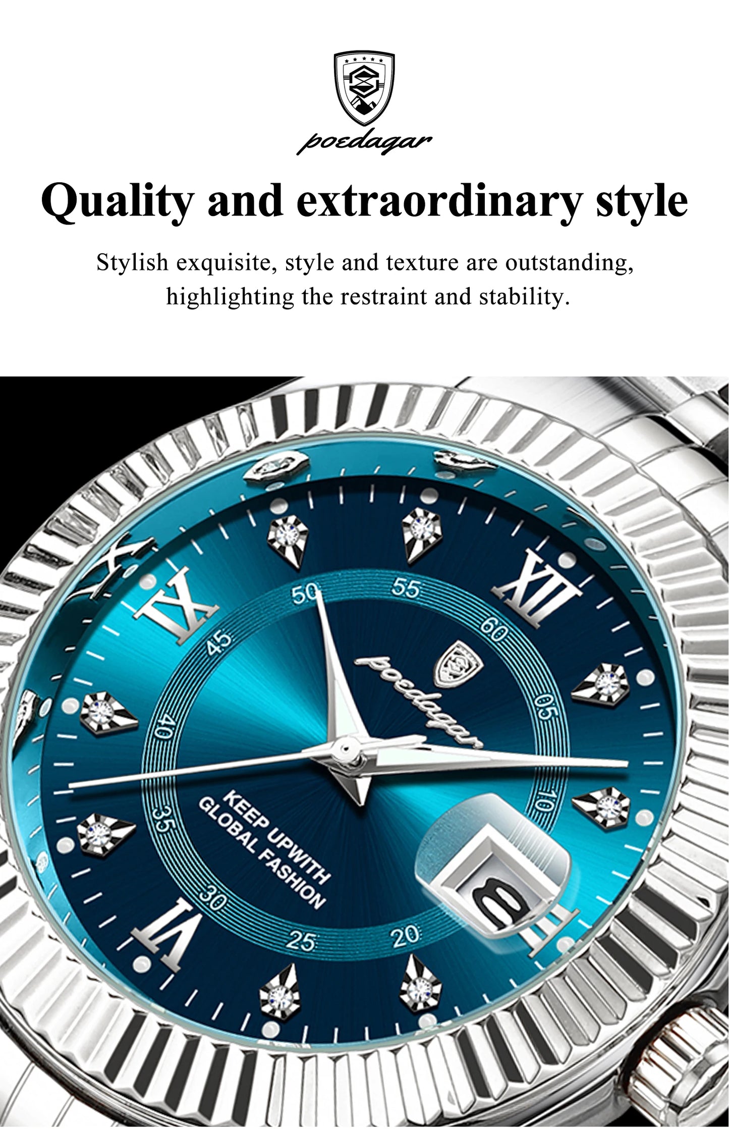 POEDAGAR Original Men Wristwatch Waterproof Luminous Date Business Man Clock Stainless Steel Quartz Military Men's Watches Reloj