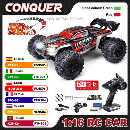 WLtoys 1:16 Scale Large RC Car 50km/h High Speed 4WD Children Toy for Boys Remote Control Car 2.4G Off Road Monster Truck RC Toy