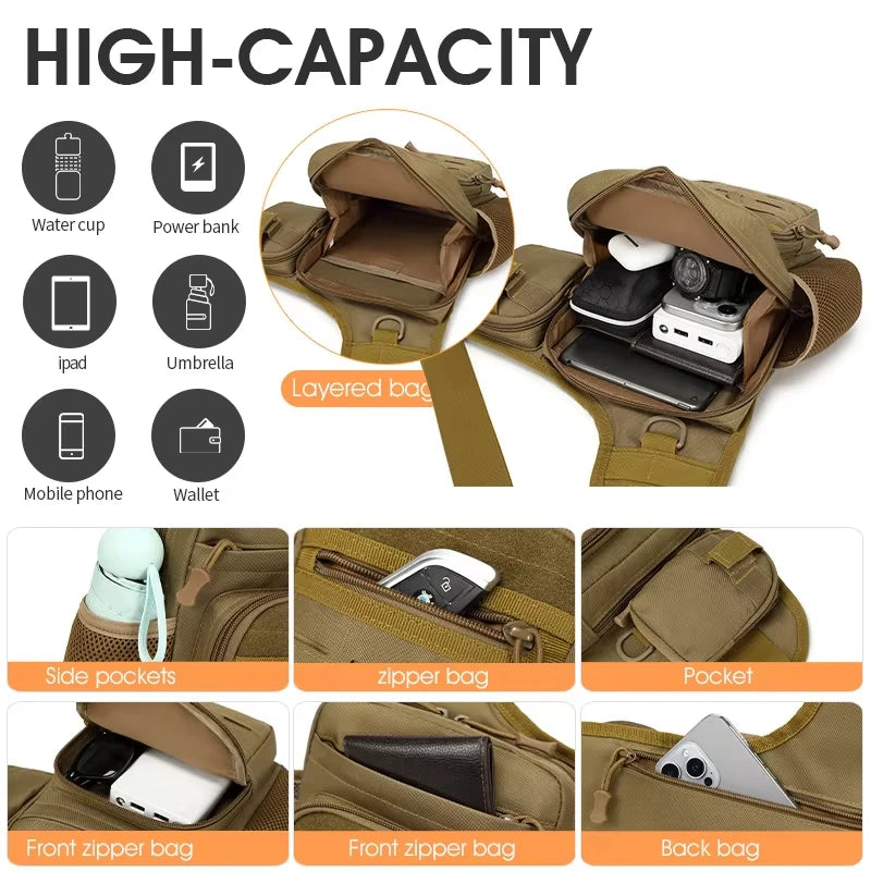 Camping Climbing Bag Chest Pouch For Men Cycling Hiking Travel Outdoor Sport Tactical Crossbody Molle Fishing Waist Fanny Pack