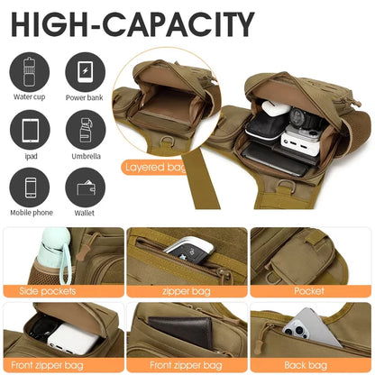 Camping Climbing Bag Chest Pouch For Men Cycling Hiking Travel Outdoor Sport Tactical Crossbody Molle Fishing Waist Fanny Pack