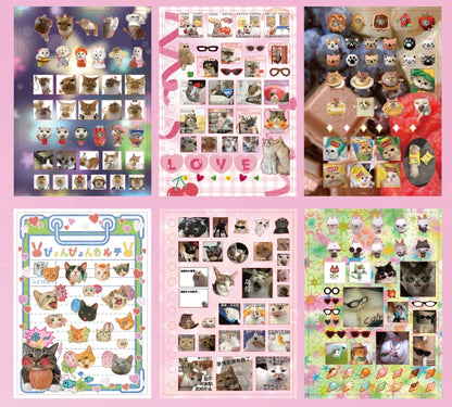 Cute Pets Theme Sticker Book 30 Sheets/Bag with Ring Binding for Scrapbooking DIY Collage Material Background Decoration