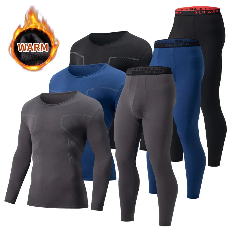 1/2-piece Autumn And Winter Men's Fashionable Printed Casual Sports Underwear Set Cycling And Running Plus Size Base Warm Suit