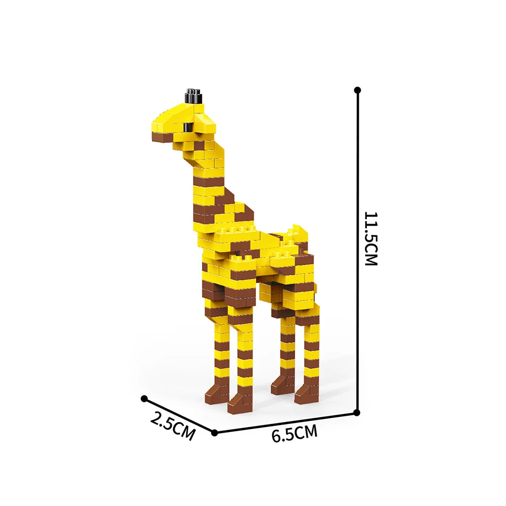 KNEW BUILT Alpacas Elk Giraffes Tiny Animals Micro Mini Building Blocks Toy-Easy Assembly,Educational Gift for Kids' DIY Decor