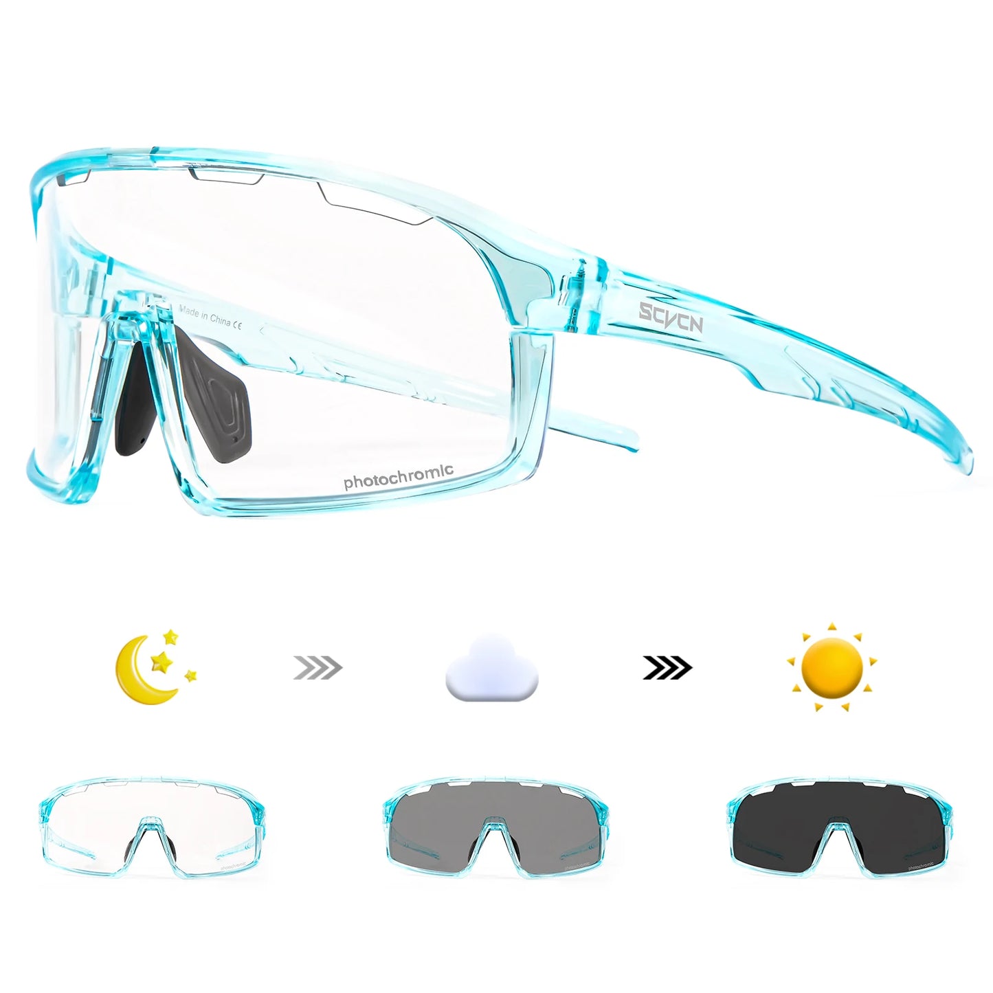 SCVCN Photochromic Cycling Glasses Hiking Drive Bicycle Sports Sunglasses Outdoor Running Sunglasses Men MTB Road Bike Glasses