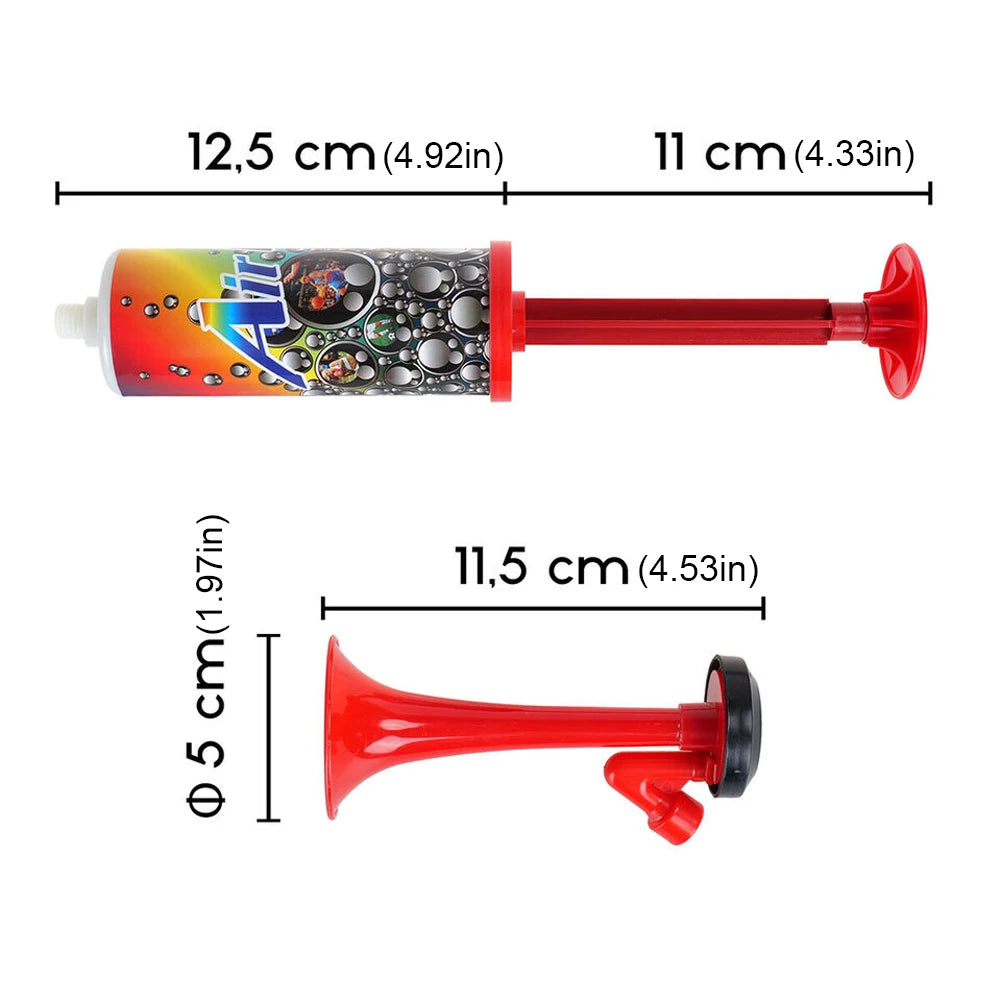 Portable Football Stadium Horn Soccer Air Cheering Horn Mini Handpush Pump Air Horn for Boating Sports Events Birthday Parties