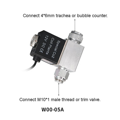 Aquarium Solenoid Valve CO2 System Regulator Aquarium Accessories Electric Low Temperature Magnetic Valve For Fish Tank DC12V