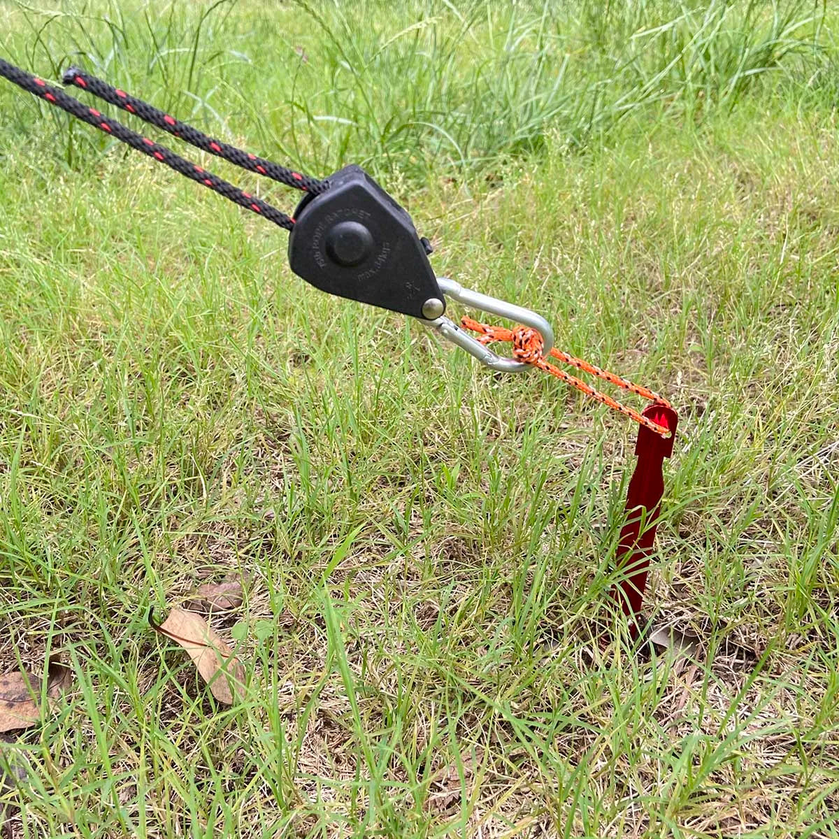 4mm Camping Tent Tie Down Rope Tightener Fastening Pulley Ratchet Hangers Awning Rope Hook Canopy Buckle Rope Tightening Tool