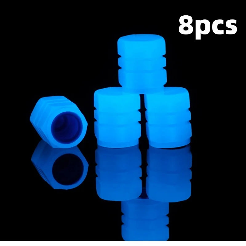 Luminous Car Tire Valve Cap Fluorescent Night Glowing Tire Decor Motorcycle Electric Bicycle Hub Valve Caps Car Accessories