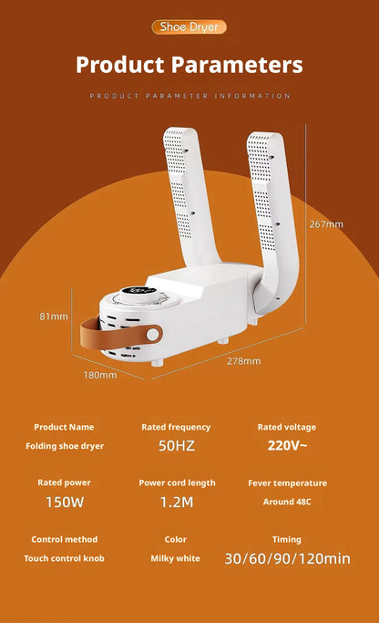 All-in-1 Smart Shoe Dryer Portable Automatic Fast Drying with Deodorization & Sterilization – Perfect for Home and Dorm Living