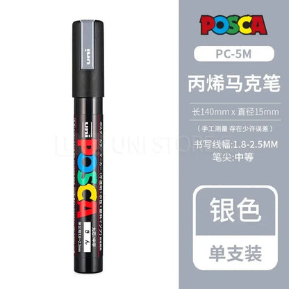Uni Posca Full Marker PC-1M 3M 5M Multi-Colours Acrylic Permanente Rotulador Poster Graffiti Painting Pen For Fabric Rock Metal