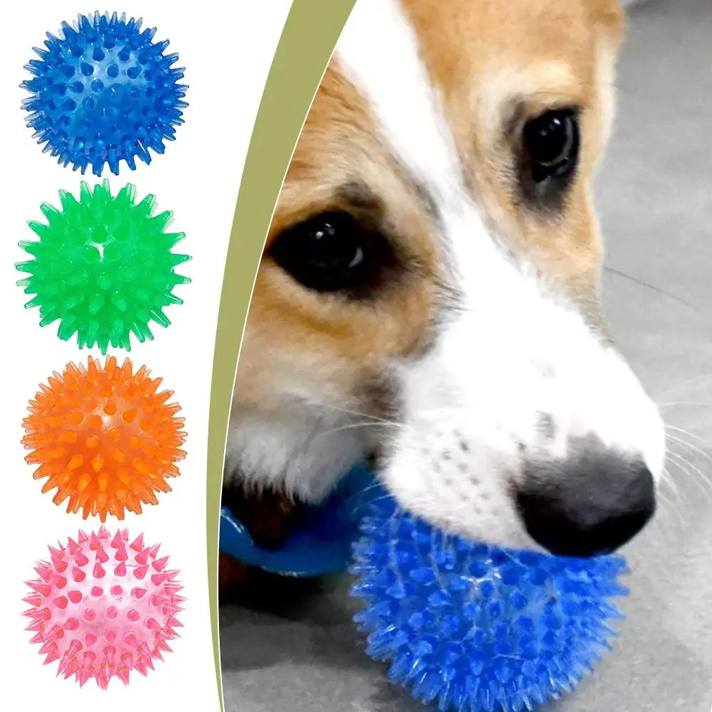 Pet Dog Toys Cat Puppy Sounding Toy Polka Squeaky Tooth Cleaning Ball TPR Training Teeth Chewing Toy Thorn Balls Pet Accessories