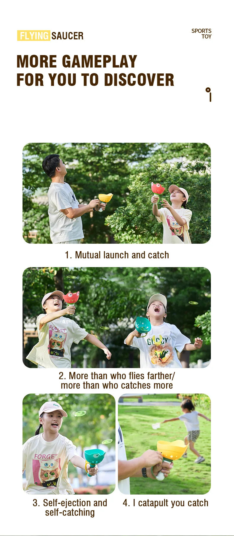 Flying Saucer Disc Launcher Kids Flying Toys Pull String UFO Throw Catch Outdoor Sport Propeller Children Toys Gift For Boy Girl