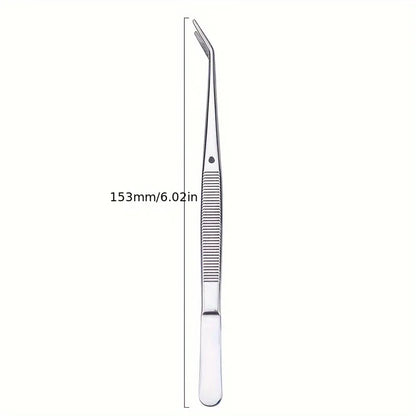 1/2pcs Stainless Steel Multi-Purpose Eyebrow Tweezers - Perfect for Nail Art, Dental Crystals & Cotton Picking Sharp Tweezers
