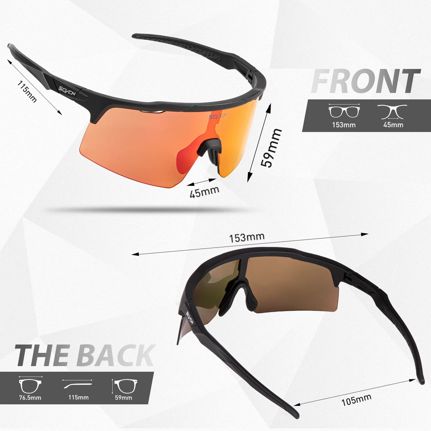 SCVCN Photochromic Cycling Glasses for Men Women Outdoor Sports Bicycle Sunglasses MTB Mountain Bike Goggles Road Eyewear UV400