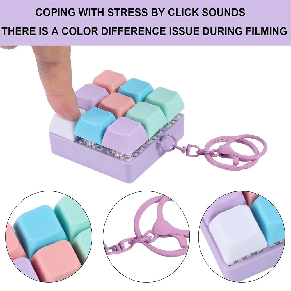 New Keyboard Fidget Toy, Fidget Clicker Keyboard Fidget Keychain, Button Fidget Gifts for Adults to Relieve Stress and Pass Time