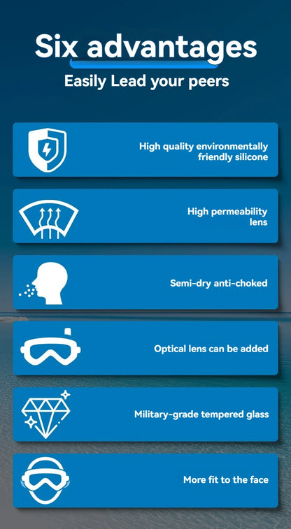 Diving Mask Snorkel Set For Adults Tempered Glass Scuba Professional Panoramic Snorkeling Gear Swimming Training Snorkel Kit
