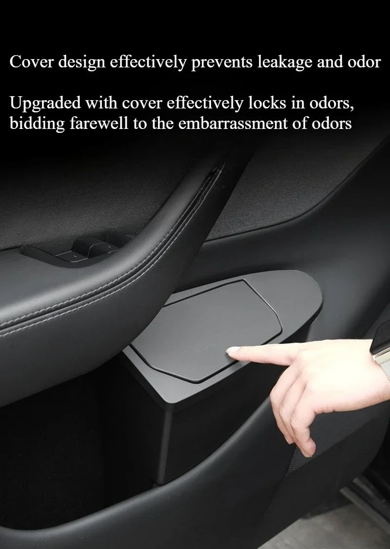 For Tesla Model Y/YL Juniper 2025 Front Door Storage Trash Can Car Door Storage Box Multi Functional Storage Box Car Accessories