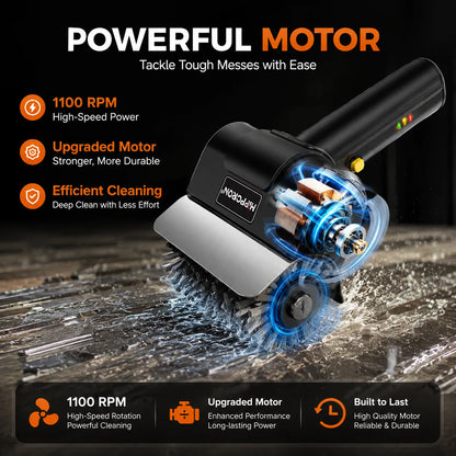 Hippcron Rechargeable Electric Grill Brush 1100 RPM – 304 Stainless Steel Barbecue Cleaning Tools Ergonomic Non-Slip Handle