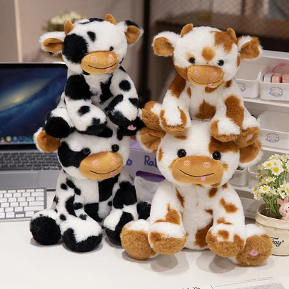 LED Plush Cow Lighting Up Stuffed Animal Diary Cattle Floppy Night Lights Glow in The Dark Birthday Festival For Toddler Kids