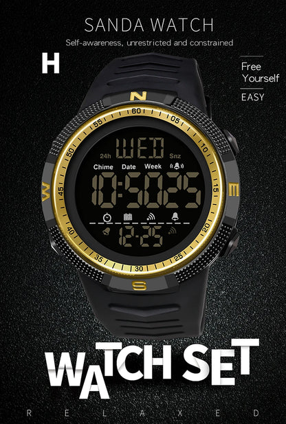 SANDA Brand Military Sport Watch Mens Clock Fashion Digital Wristwatch Shockproof Countdown Watches Waterproof Hour Bracelet