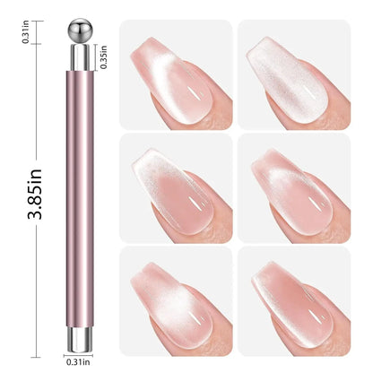 LINMANDA 3 In 1 Dual Headed Cat Eye Nail Art Magnetic Stick Multifunctional Nail Art Magnet Design Tool Suitable for Home DIY