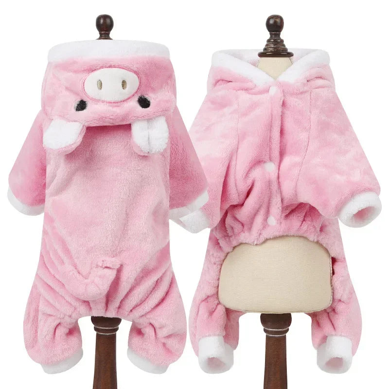 Cartoon Animal Dog Cat Costume Small Dogs Cat Winter Warm Pet Jumpsuit Pajama for Yorkies Poodle Overalls Puppy Mascotas Clothes