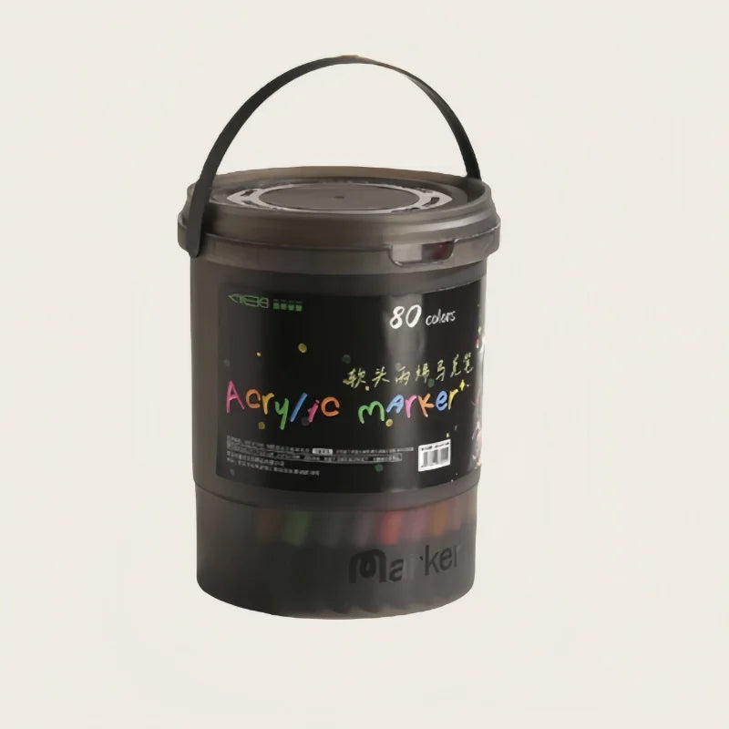 24/36/48/60/80/120 Bucket-cap Soft-Head Acrylic Marker Pen - Specially Designed for Students in Art Class, with Strong Coverage.