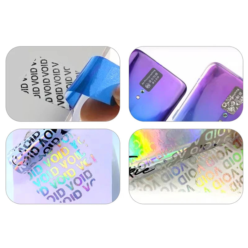 100Pcs Bar code warranty void stickers Dumb silver PET security labels with serial number waterproof tamper proof seal label