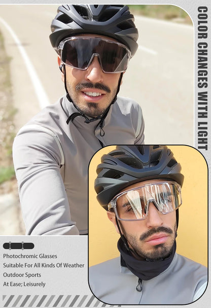 SCVCN Photochromic Cycling Glasses Hiking Drive Bicycle Sports Sunglasses Outdoor Running Sunglasses Men MTB Road Bike Glasses