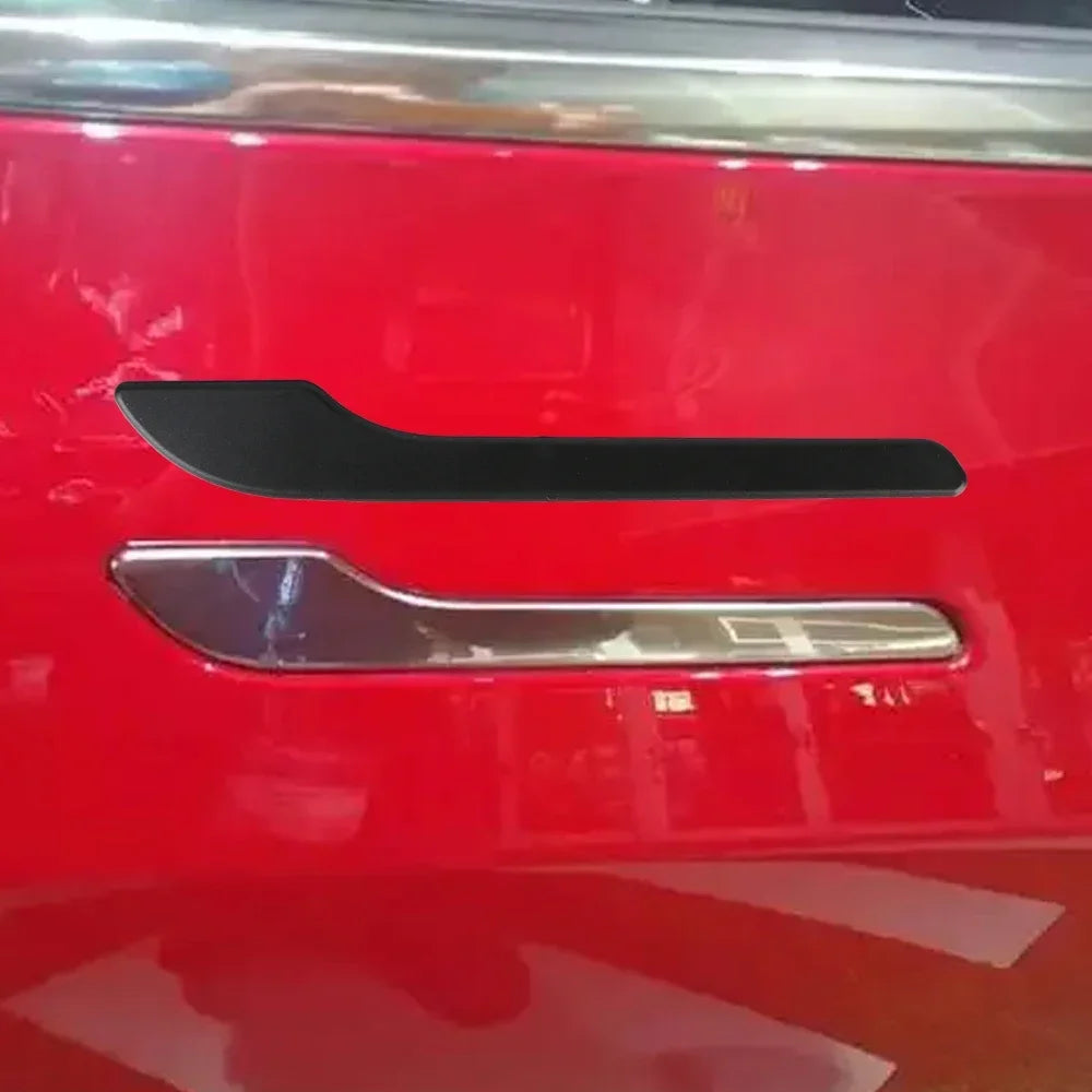 4pcs Set of Black Carbon Fiber Door Handle Covers for Tesla Model 3 & Y - Scratch-Resistant  Tape Polished Finish Amagi