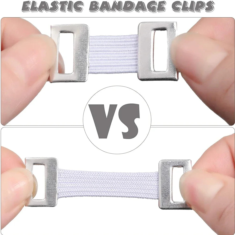 10/20/30Pcs Replacement Elastic Bandage Wrap Stretch Metal Clips Fixation Clamps Hooks First Aid Kit for Sport White/Coffee