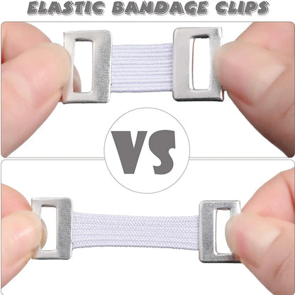 10/20/30Pcs Replacement Elastic Bandage Wrap Stretch Metal Clips Fixation Clamps Hooks First Aid Kit for Sport White/Coffee