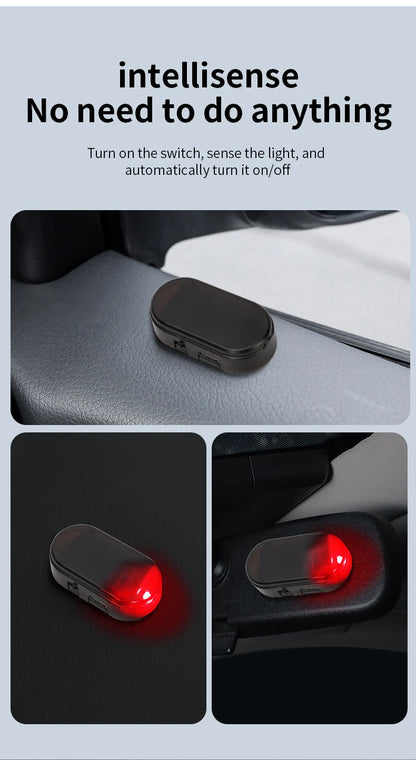 1pc Car Fake Security Light Solar Powered Simulated Dummy Alarm Wireless Warning Anti-Theft Caution Lamp LED Flashing Lights