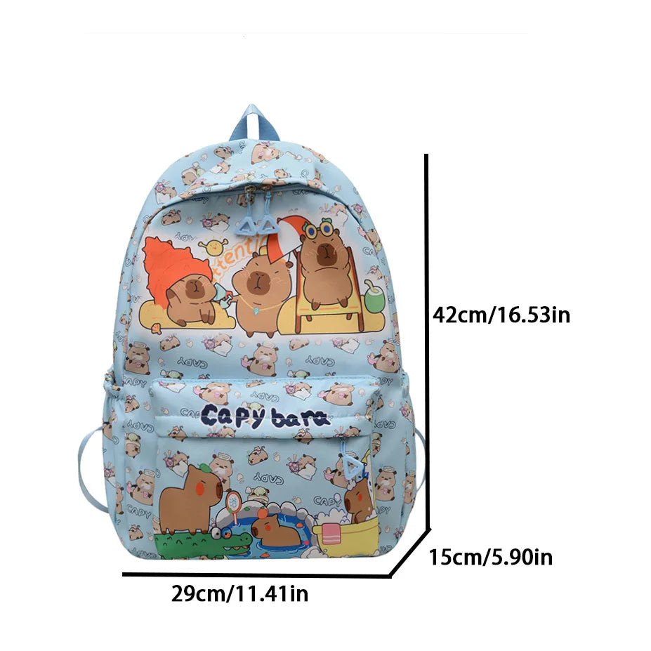 A Lovely Capybara Print Large Capacity Men's And Women's Leisure Backpack, Children's Holiday Birthday Season Gift