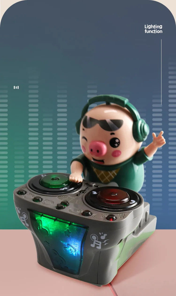 Children's Dancing Rock DJ Pig Electric Toys Cartoon Piggy Dolls Disc Swing With Lights Music Toys for Boy Girl Christmas Gifts